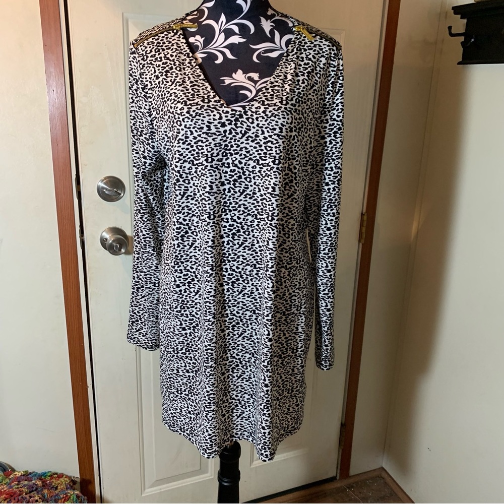 Michael Kors Cheetah Leopard Print Long Sleeve Top Size XL